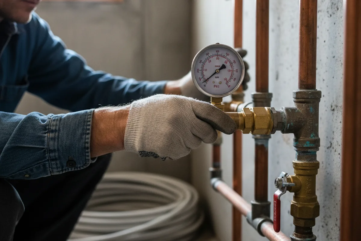Pressure testing a repaired line during Water Line Repair in Gould